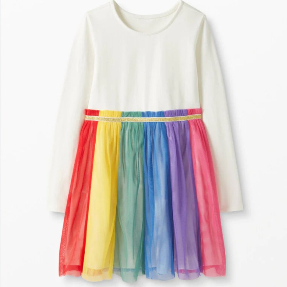 Gorgeous Rainbow Dress In Soft Tulle - Hanna Andersson Size 100 (4)